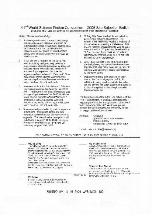 Site Selection Ballot